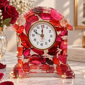 Ruby Glow Resin Clock