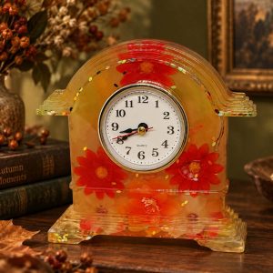 Sunset Bloom Resin Clock